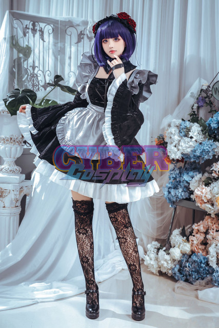 My Dress-Up Darling Kitagawa Marin Black Lobelia Maid Outfit Cosplay Costume C02873