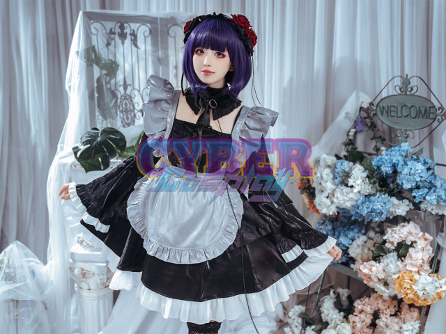 My Dress-Up Darling Kitagawa Marin Black Lobelia Maid Outfit Cosplay Costume C02873