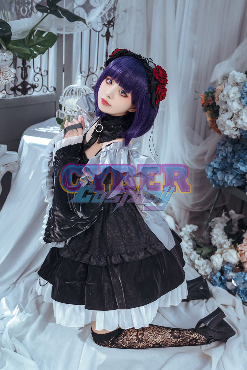My Dress-Up Darling Kitagawa Marin Black Lobelia Maid Outfit Cosplay Costume C02873