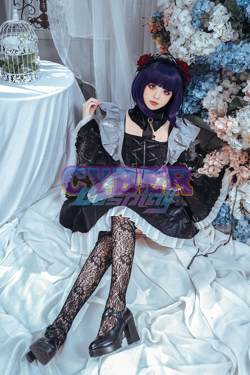 My Dress-Up Darling Kitagawa Marin Black Lobelia Maid Outfit Cosplay Costume C02873