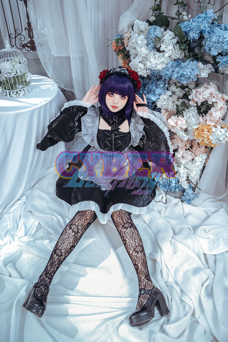 My Dress-Up Darling Kitagawa Marin Black Lobelia Maid Outfit Cosplay Costume C02873