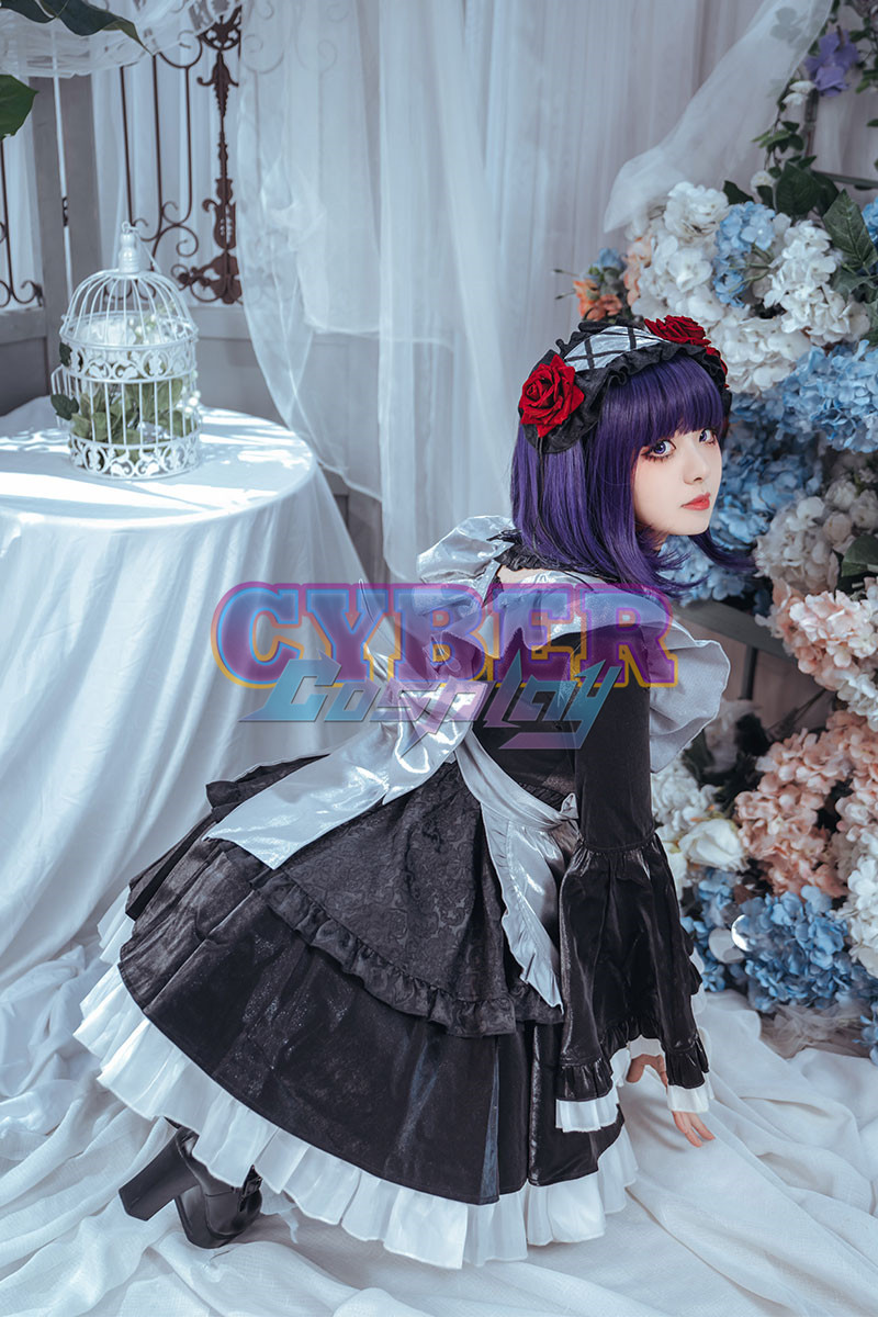 My Dress-Up Darling Kitagawa Marin Black Lobelia Maid Outfit Cosplay Costume C02873