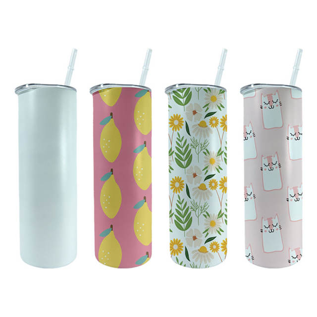 AGH 4 Pack Sublimation Tumblers 16oz Glass Straight Skinny Tumbler