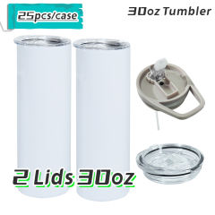 US warehouse Sublimation dual grey handle & slide lids straight tumbler 20 30 oz