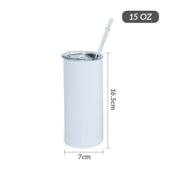 US warehouse 15oz skinny straight sublimation blanks tumblers