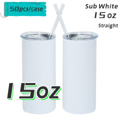 US warehouse 15oz skinny straight sublimation blanks tumblers