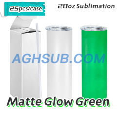 US warehouse 20oz sublimation glow in dark straight tumbler
