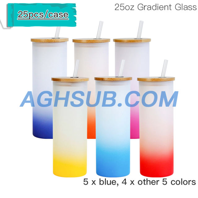 25oz gradient straight sublimation glass tumble