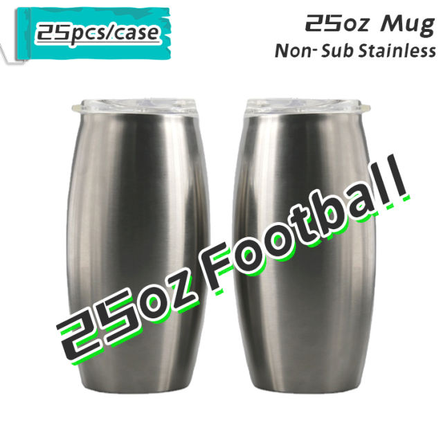 【SOLD-OUT】25oz football egg tumbler stainless steel silver