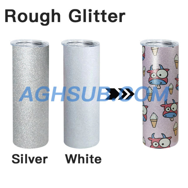 20oz rough glitter no metal rim top white sublimation blanks