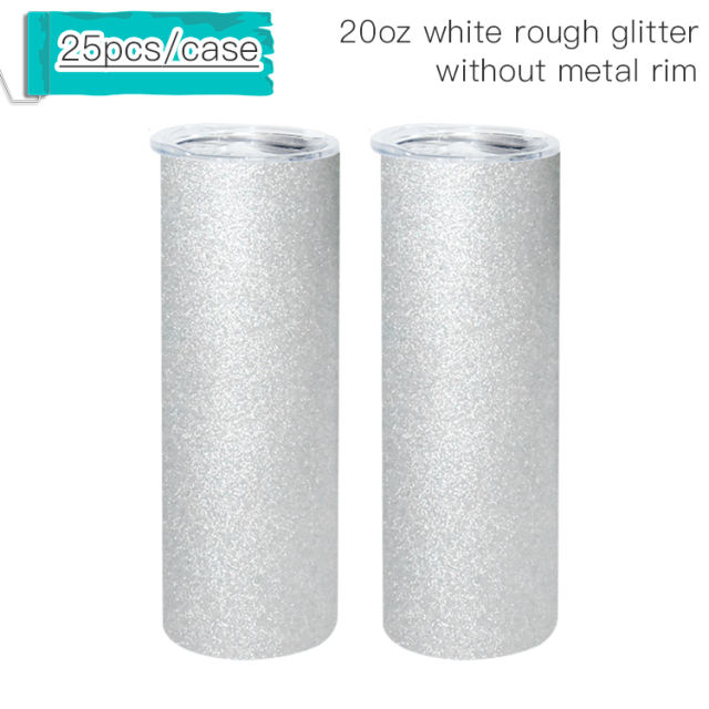 20oz white rough glitter without metal rim sublimation tumbler blanks