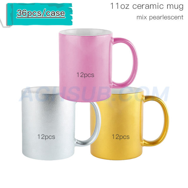 11oz mix ceramic pearlescent sublimation mug