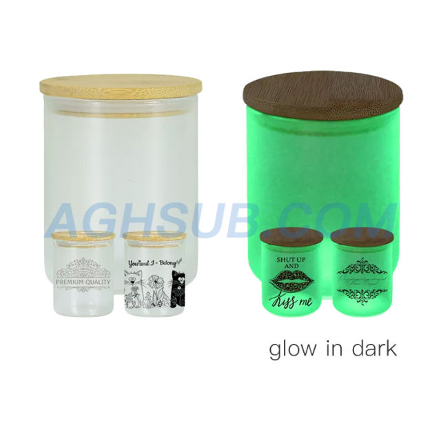 10oz glow in dark sublimation frosted glass candle jar