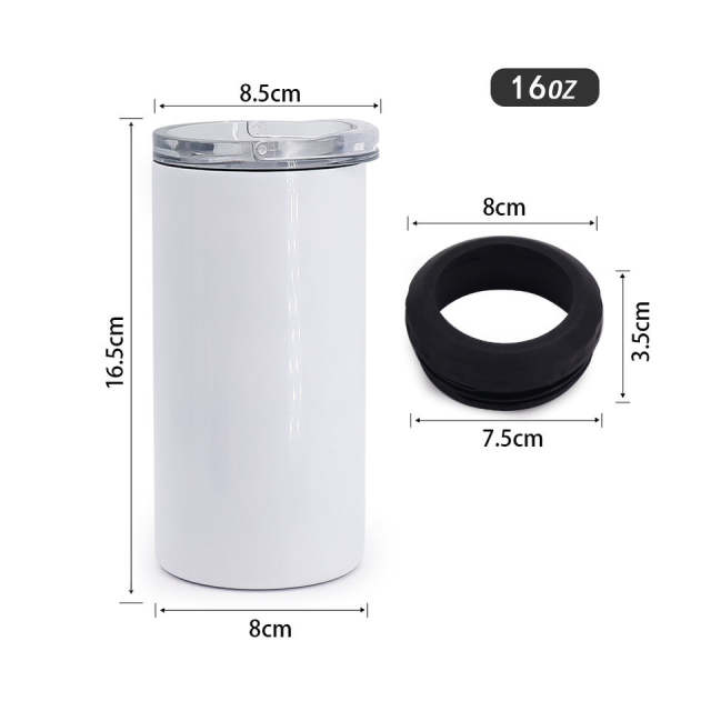 16oz 2 lids sublimation 4 in 1 can cooler