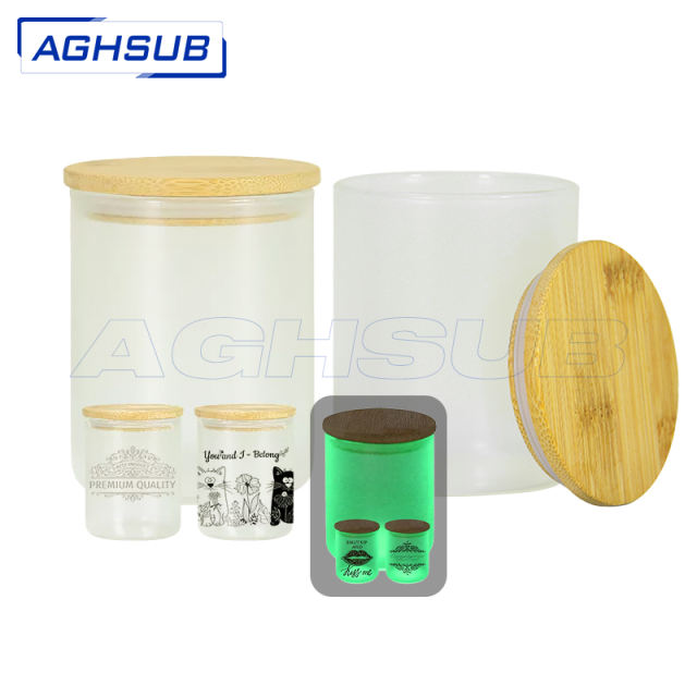 10oz glow in dark sublimation frosted glass candle jar