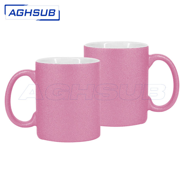 11oz ceramic rough pink glitter sublimation  mug