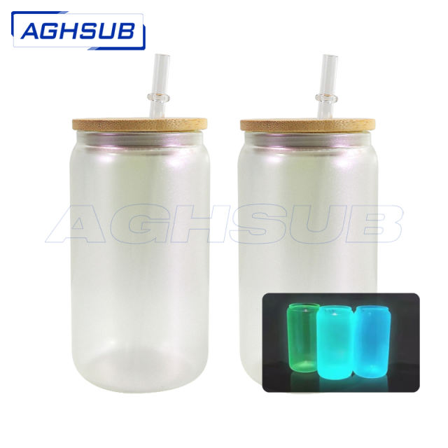 16oz glass jar glow in dark sublimation blanks