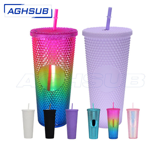 Studded plastic cup 24oz mix color