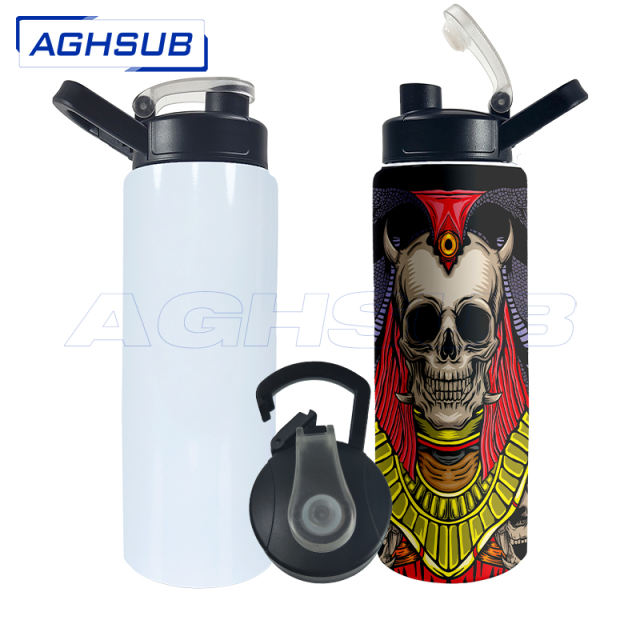 26oz sublimation double wall vaccum water bottle with sippy lock lids