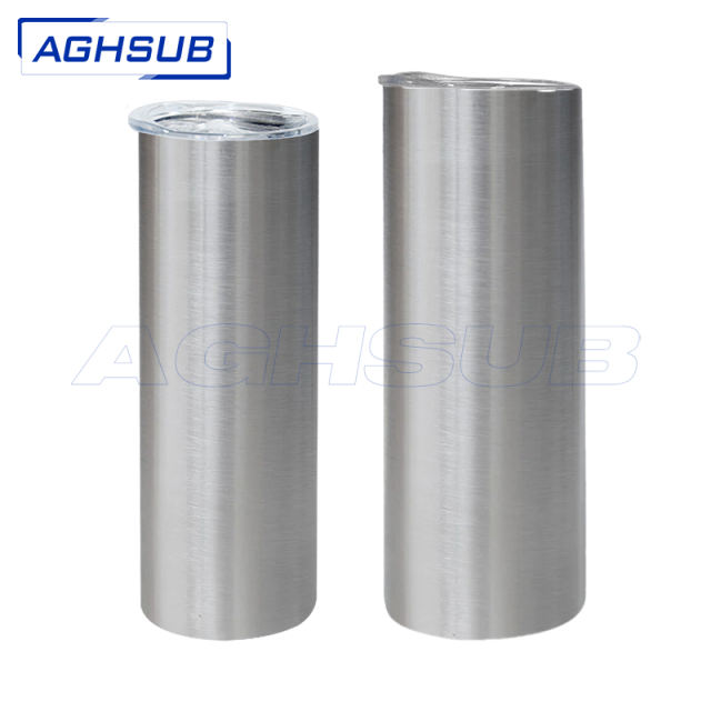 Stainless silver straight skinny tumbler 20 30oz