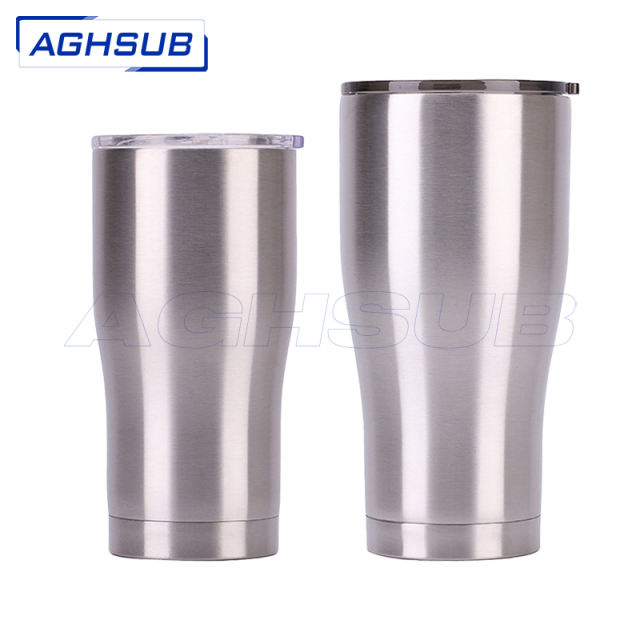 Stainless silver curve travel mug 20 30 oz