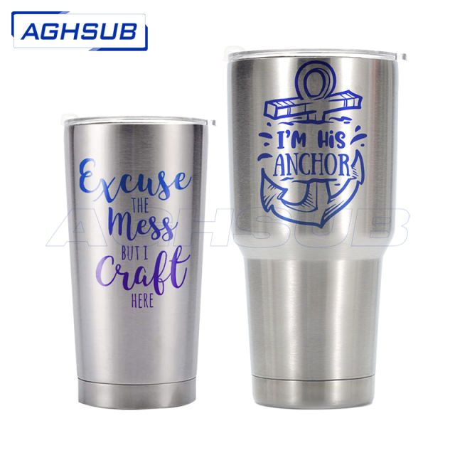 【SOLD-OUT】Sublimation stainless silver regular travel mug 20 30 oz