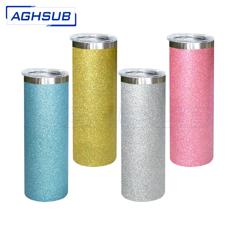 20oz rough glitter mix color with metal rim sublimation tumbler blanks