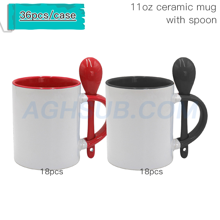 11oz Sublimation Ceramic mug with spoon