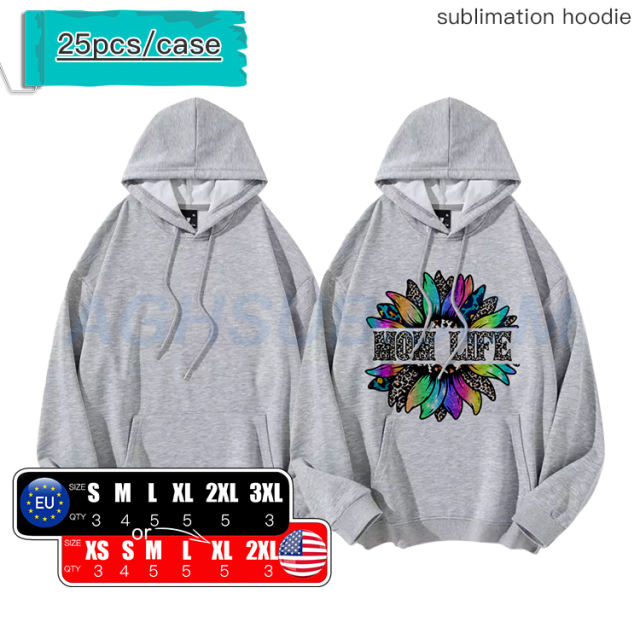 sublimation white grey hoodie