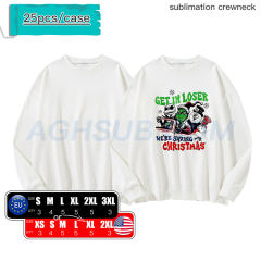 US warehouse sublimation white and grey crewneck blanks