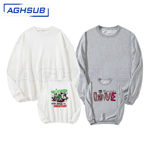 US warehouse sublimation white and grey crewneck blanks