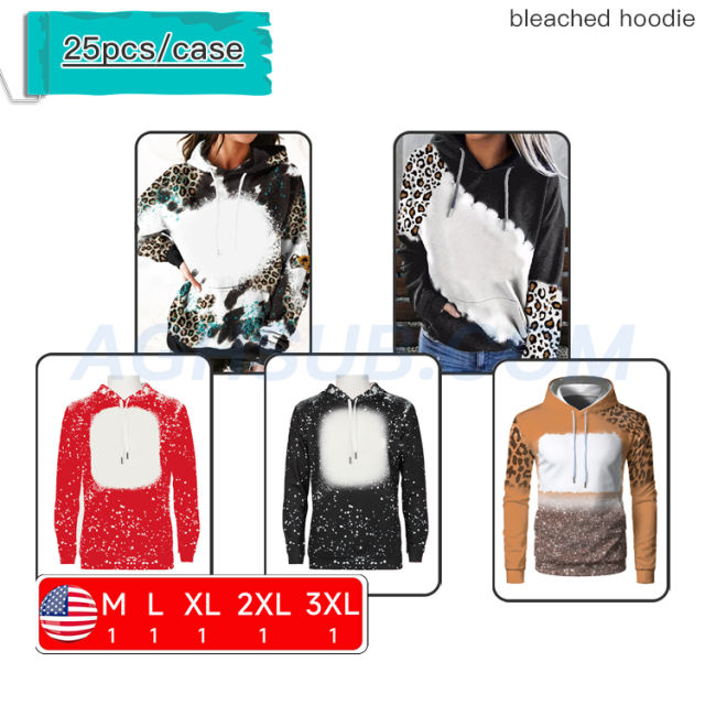 Sublimation bleached long sleeve hoodie