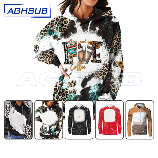 Sublimation bleached long sleeve hoodie