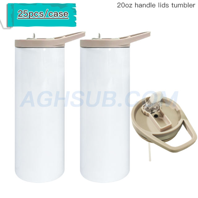 US warehouse Sublimation dual grey handle & slide lids straight tumbler 20 30 oz
