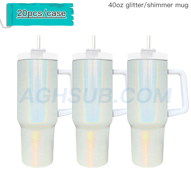FAST sea shipping from china 40oz sublimation glitter shimmer double wall mug with removable handle first generation