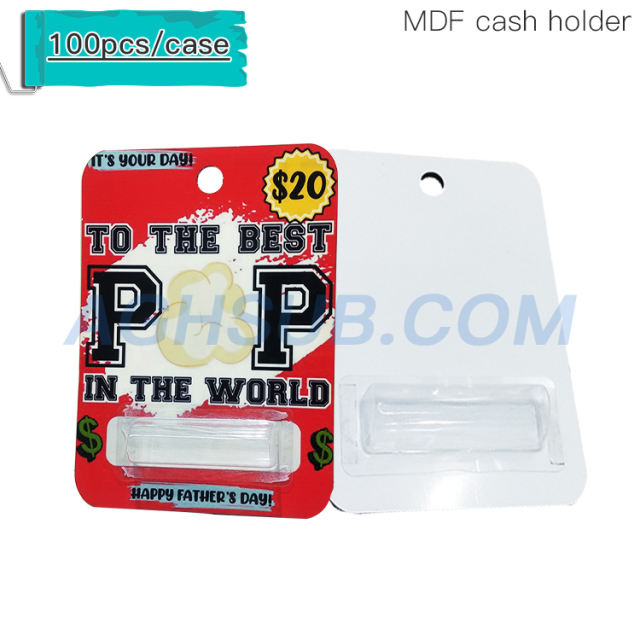 Sublimation MDF cash card 150*100mm with plastic money holder-US