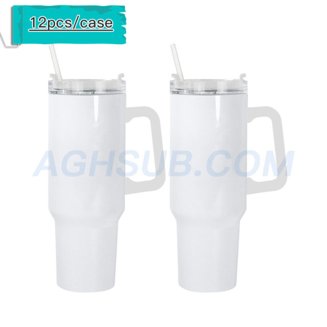 US warehouse 40oz sublimation white double wall mug with removable handle 6/12pcs/case