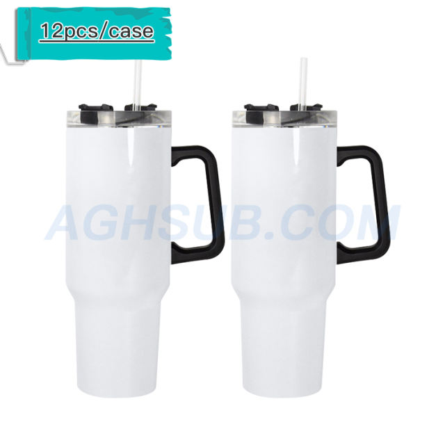 US warehouse 40oz sublimation white double wall mug with removable handle 6/12pcs/case