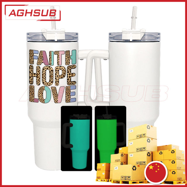 FAST sea shipping from China 40oz sublimation white glow in dark double wall mug