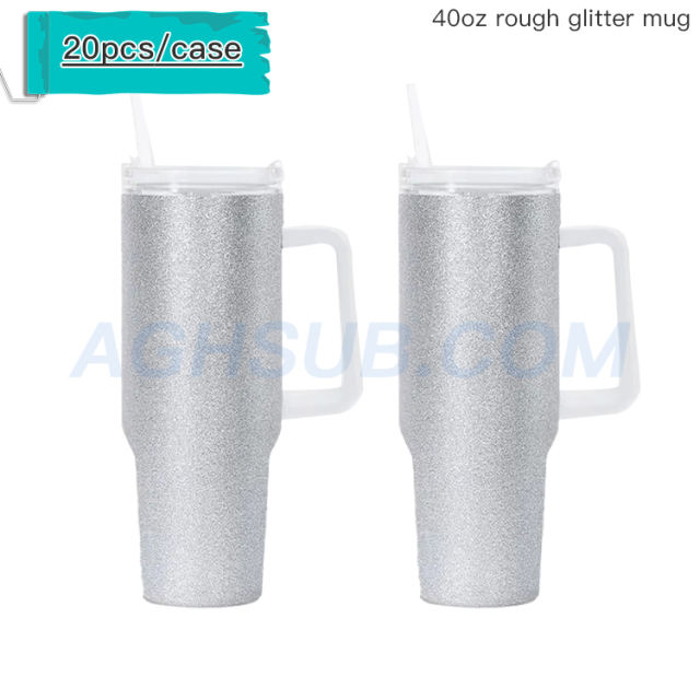USA warehouse 40oz sublimation rough glitter mug with removable handle first generation