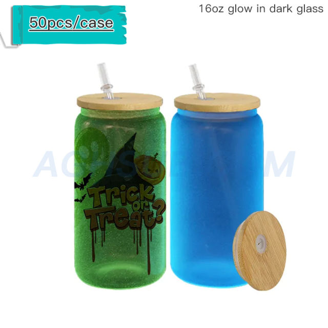 16oz glass jar glow in dark sublimation blanks