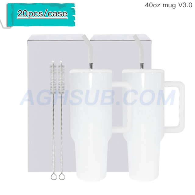 USA warehouse 40oz V3.0 sublimation no metal rim white mug