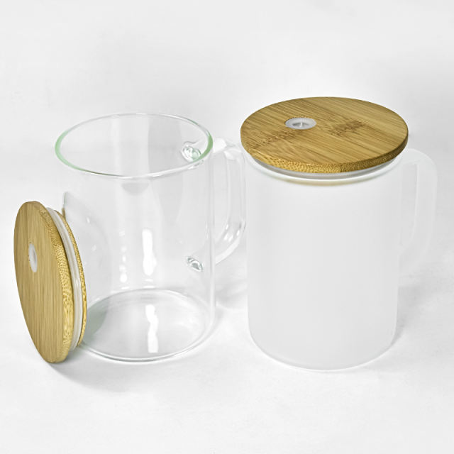 17oz glass sublimation beer mug  tumbler with bamboo lids