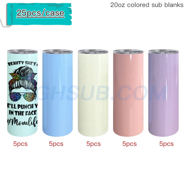 US$ 76.00 - RTS US warehouse 20oz sublimation blanks straight skinny  tumblers with plastic straw 