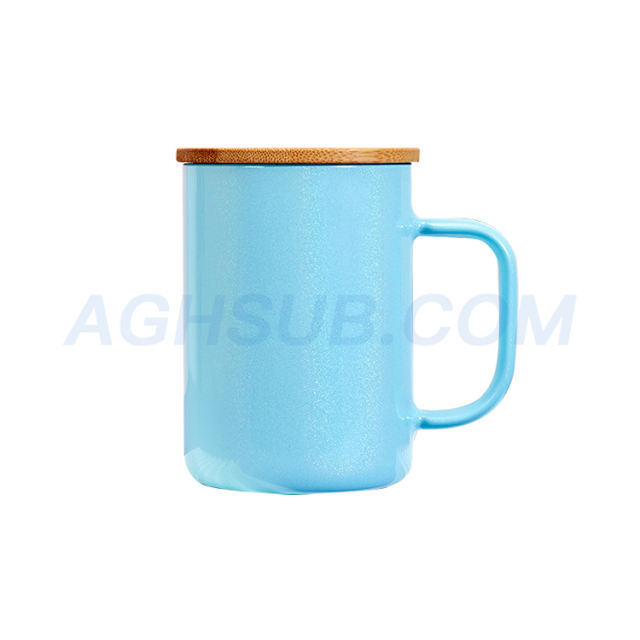 【Fast sea shipping】17oz glass shimmer glitter sublimation beer mug  tumbler with bamboo lids