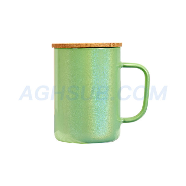【Fast sea shipping】17oz glass shimmer glitter sublimation beer mug  tumbler with bamboo lids