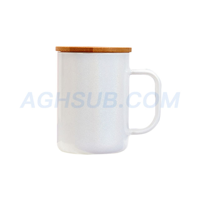 【Fast sea shipping】17oz glass shimmer glitter sublimation beer mug  tumbler with bamboo lids