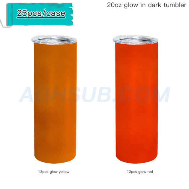 Tswofia 8 Pack Glow in The Dark Sublimation Tumblers 20 oz Skinny Straight, Sublimation Blanks Tumbler Bulk Glow in The Dark, with Shrink Wrap Film