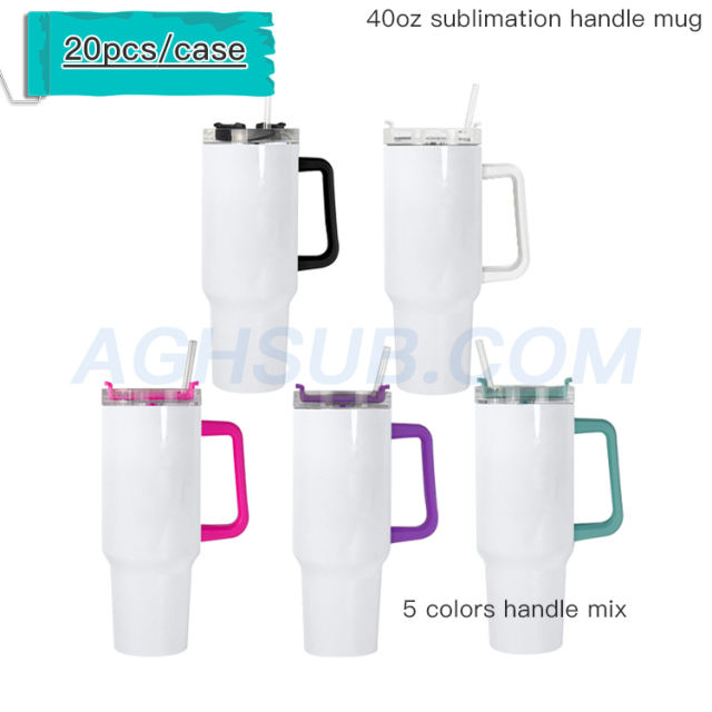 USA 40oz sublimation white double wall mug with removable handle 20pcs/case