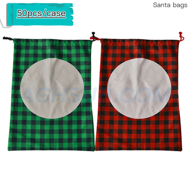 Sublimation red & green Santa bags